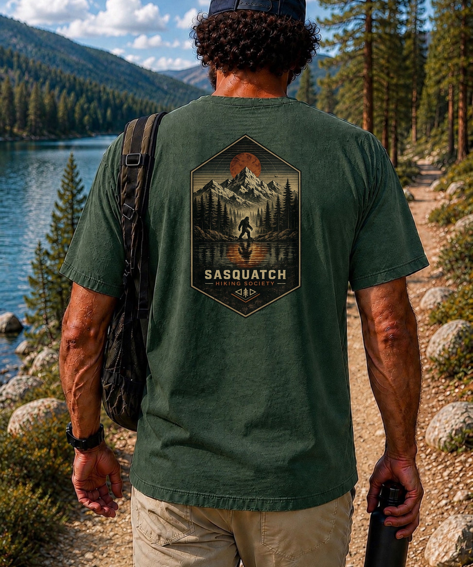 Geometric Reflection Tee men's mountain lake graphic shirt by Sasquatch Hiking Society