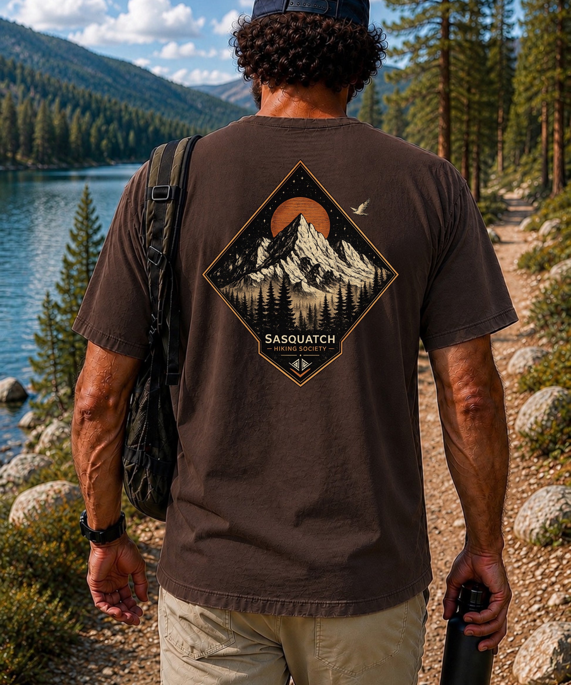 Geometric Eagle Tee men's eagle mountain graphic shirt by Sasquatch Hiking Society