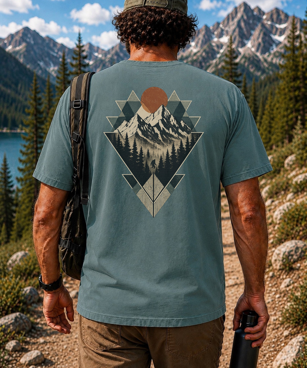 Geometric Triangles Tee men's mountain peak graphic shirt by Sasquatch Hiking Society