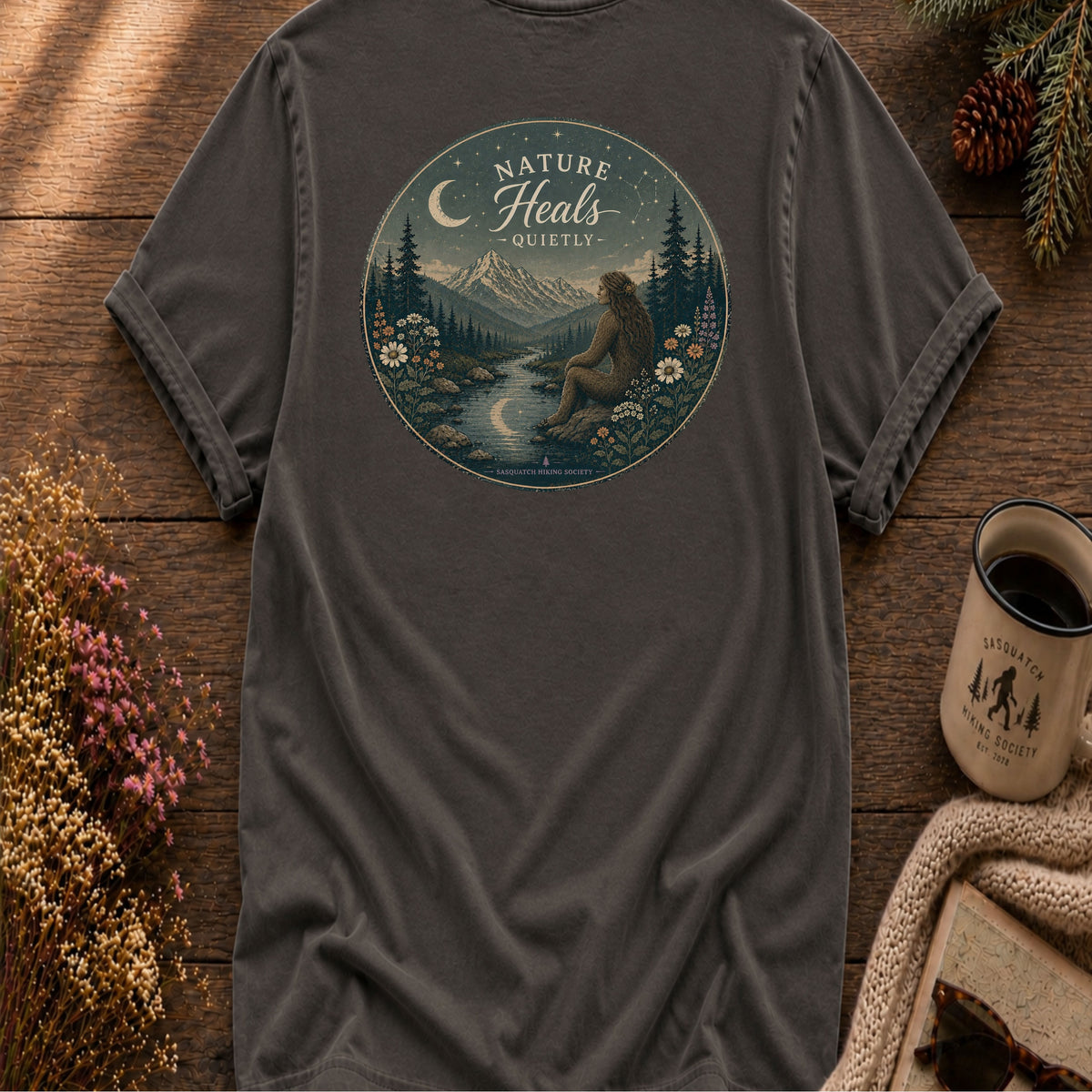 Nature Heals Quietly Comfort Colors Tee