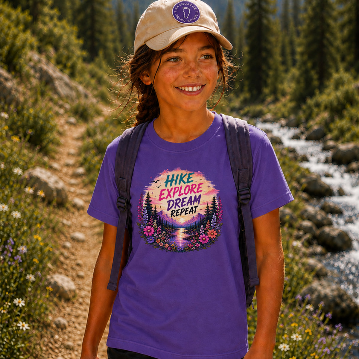 Hike. Explore. Repeat Youth Tee