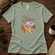 Find Stillness women's graphic tee in Sage, Sasquatch Hiking Society.