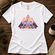 Adventure with Purpose women's graphic tee in White, Sasquatch Hiking Society.